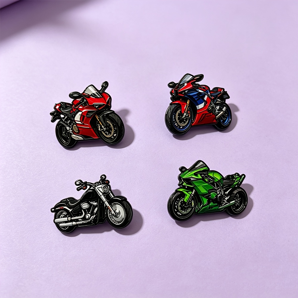 TEMU Lot de 4 épingles émaillées de moto, badges décoratifs tendance, ornements pour de veste et sac, cadeaux
