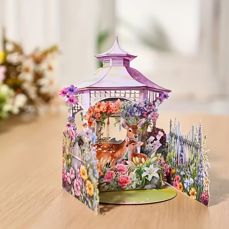 

1 pc, Jardin de printemps, carte de vœux pop-up de jardin, cadeau d'anniversaire ou commémoratif pour votre , mère, enseignante ou , et confortable