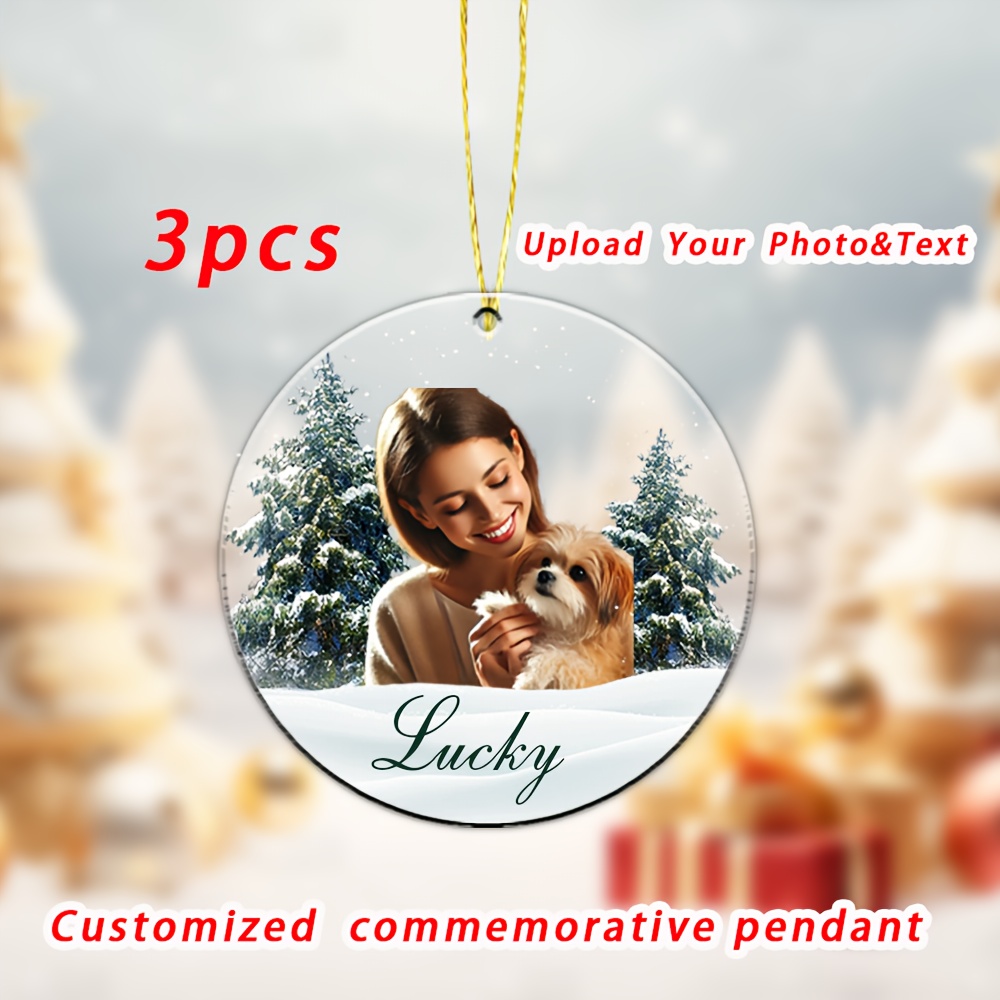 TEMU [2d Flat] [2d Flat] [customized] 1pc/3pcs Acrylic Picture Text Customized Pendant, Customized Portrait And Pet Photos, High-definition Printing