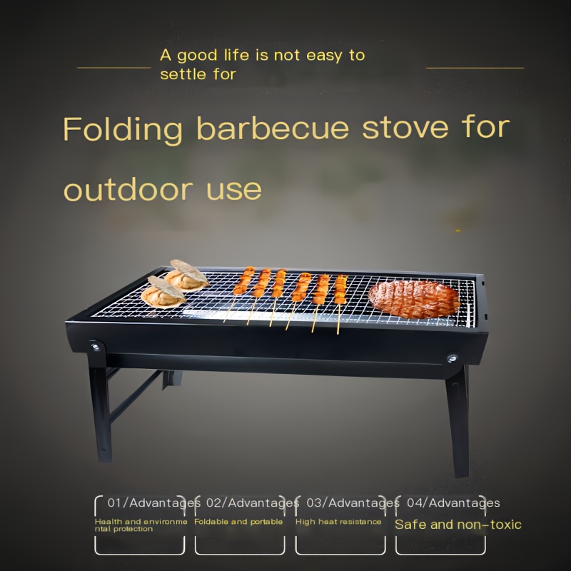

1pc, Barbecue Stove, Foldable Carbon Grill Barbecue Rack, Portable For Outdoor Camping Hiking Bbq