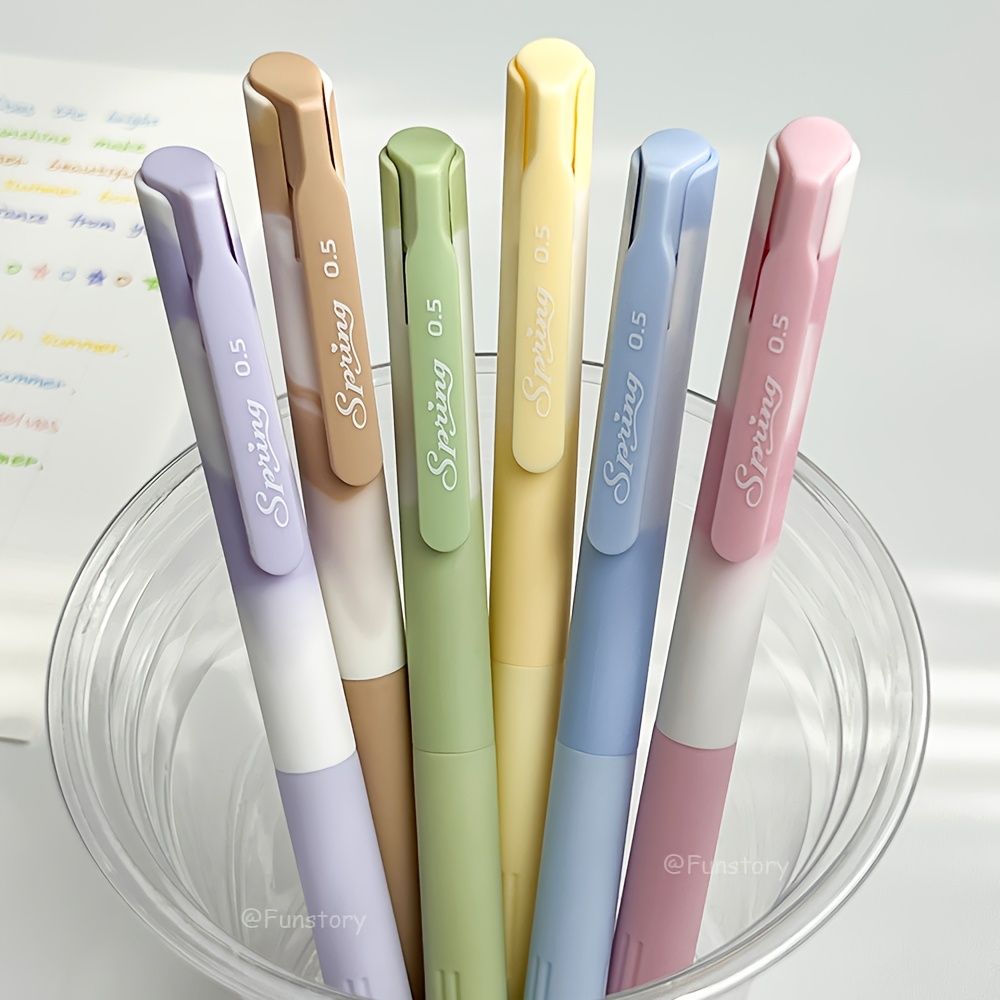 TEMU 6pcs Colorful Gel Pen Set 0.5mm Creative Quick Dry Pen Fun Painting Marking Doodling Sketching Writing Pen For Study And Office Use