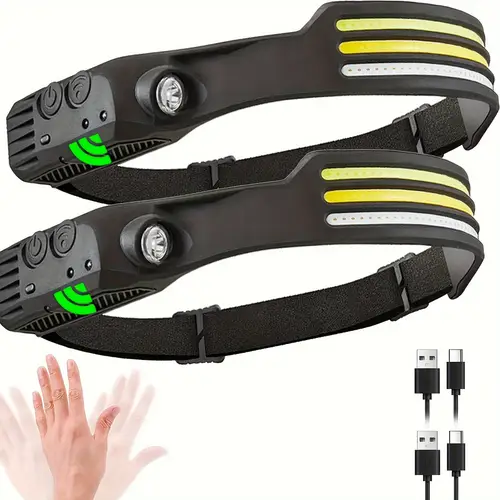 rechargeable led headlights with motion sensors and multiple lighting 1500mah outdoor lights and suitable for night running fishing and mechanics