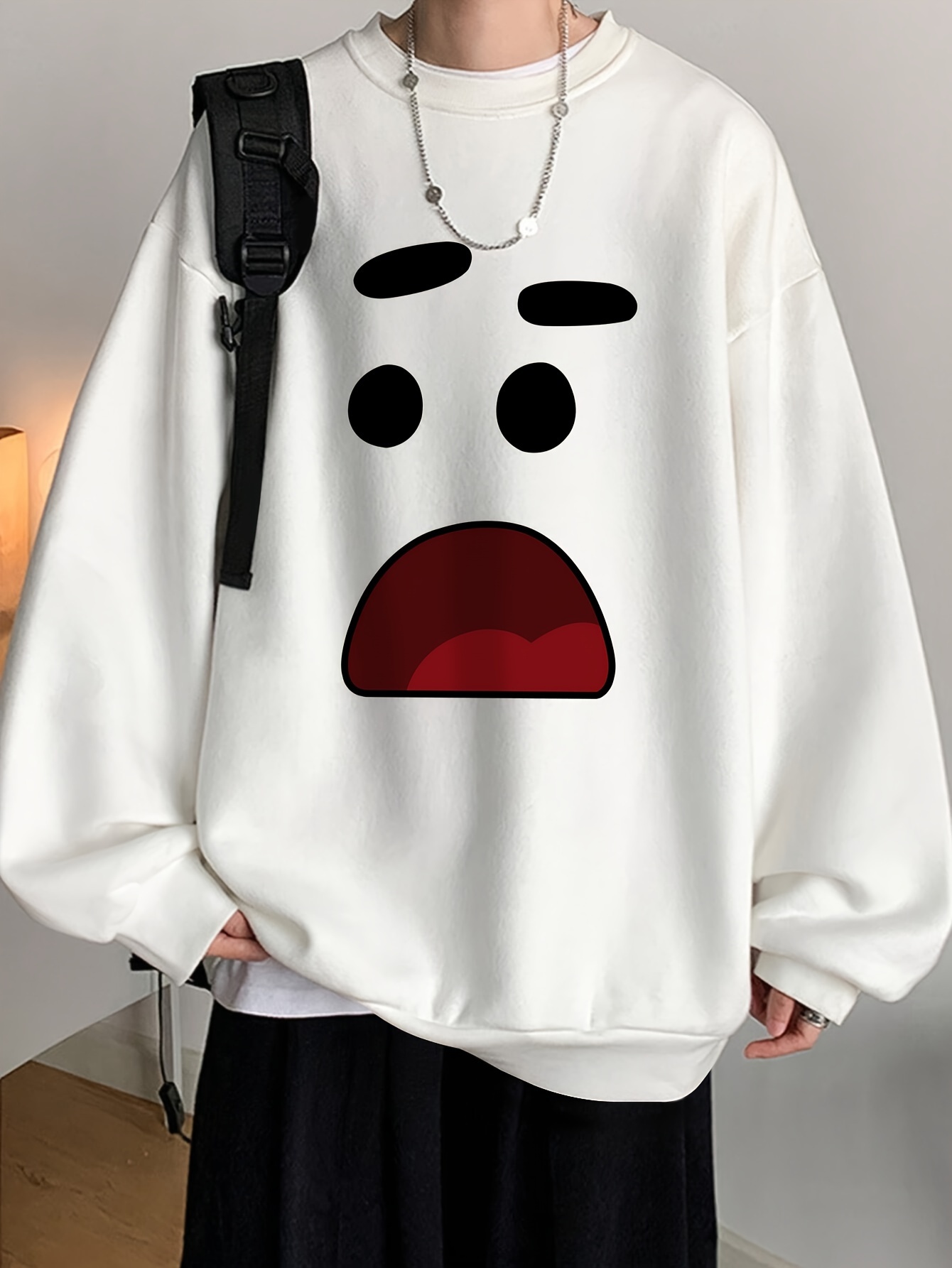 sudadera larga estampado expresión facial creativa Temu Ecuador