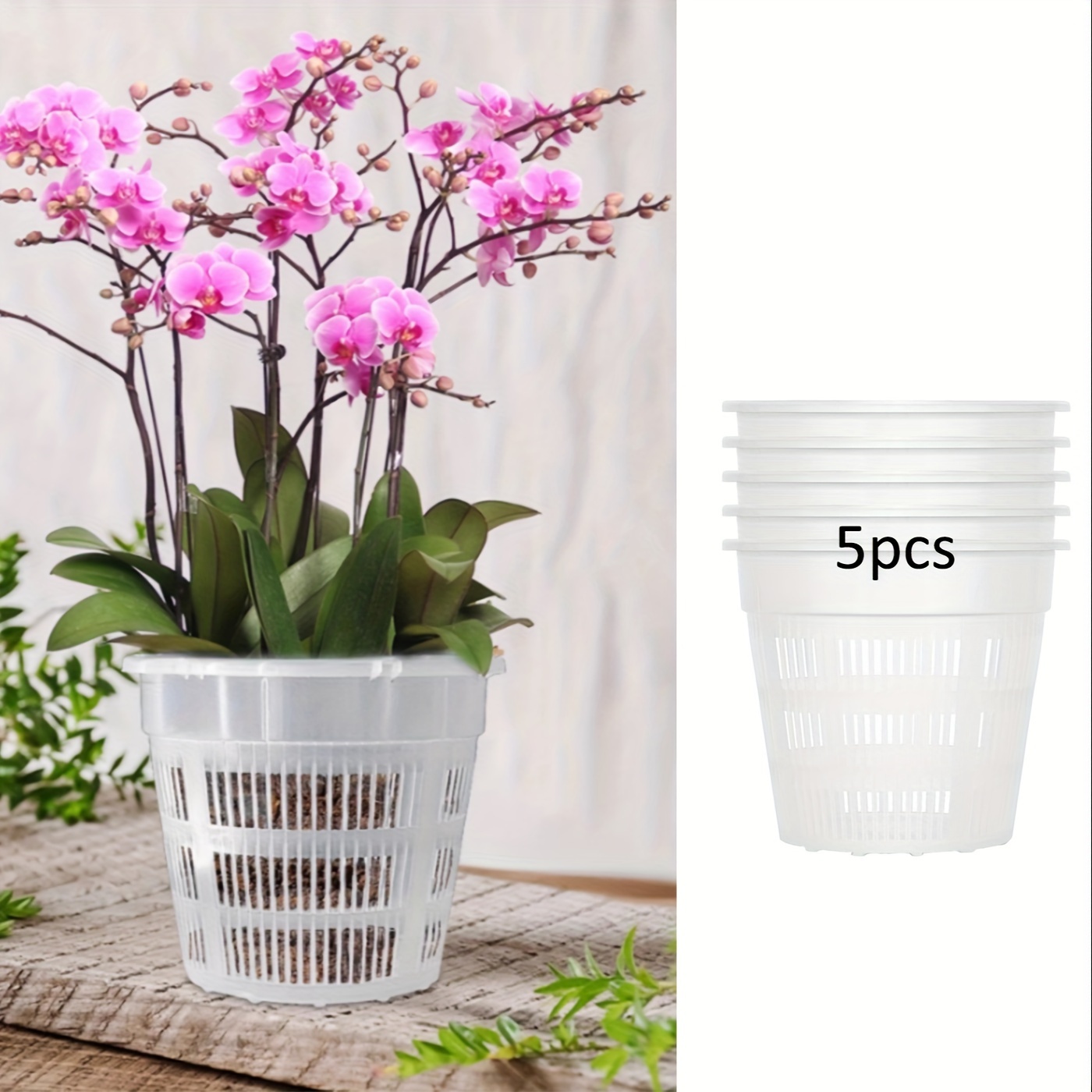 5pcs Orchid Pots With Exhaust Holes, Transparent Orchid Pots, Plastic Flower Pots, Plant Flower Pots For Outdoor And Indoor Use Gardening Gift Home Decor