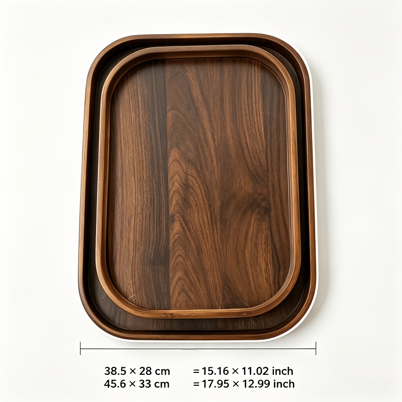 TEMU Wood Serving Tray, Decorative Rectangular Vanity Tray, Walnut Color Wooden Tray For Coffee Table, Bathroom, Dresser, Home Decor, 3 Sizes