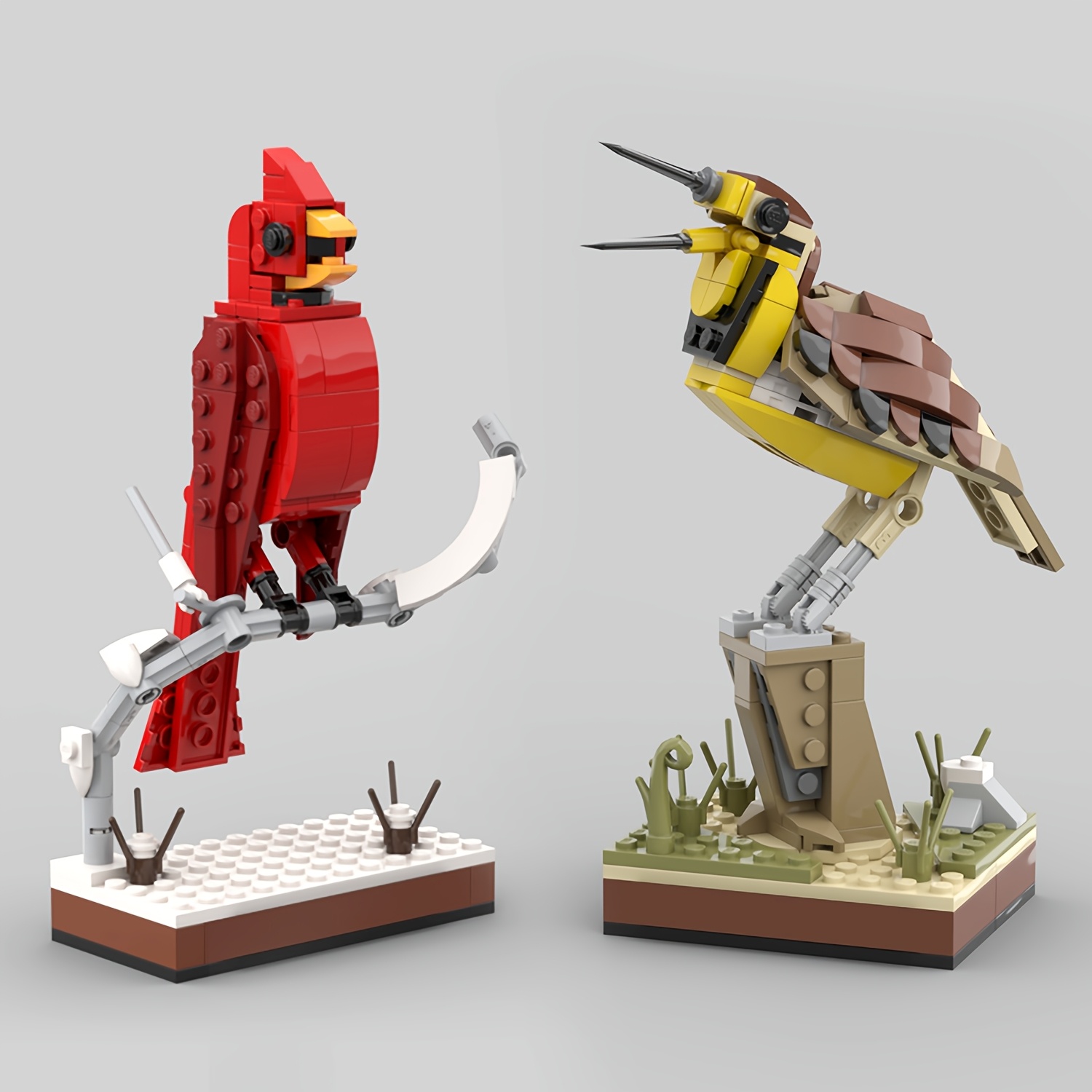 MOC Western Meadowlark & Northern Cardinal Bird Building Blocks