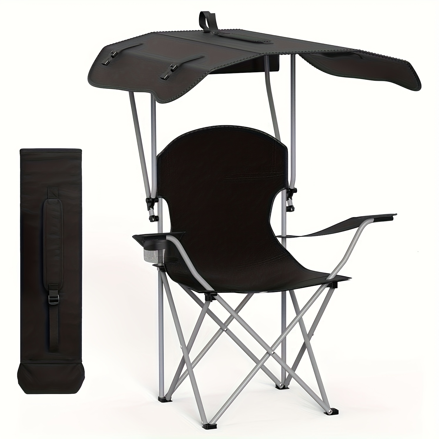 portable folding camping chair with canopy - lightweight oxford fabric outdoor beach chair, for fishing, picnics, and outdoor relaxation, camping chair, picnic essentials, foldable design, sturdy frame construction Product details 7
