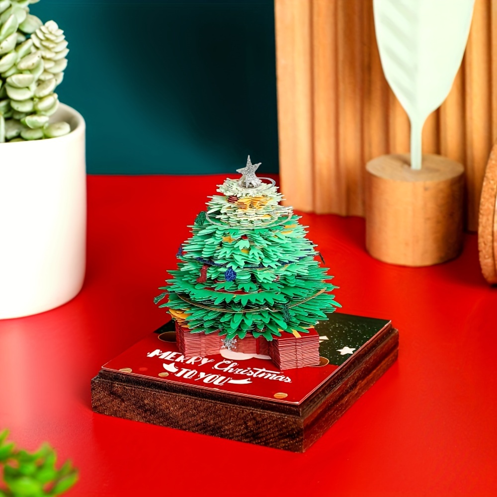 3d christmas tree paper sculpture desk calendar diy artistic notebook stickers creative paper carving ornament weekly planner office supplies details 3