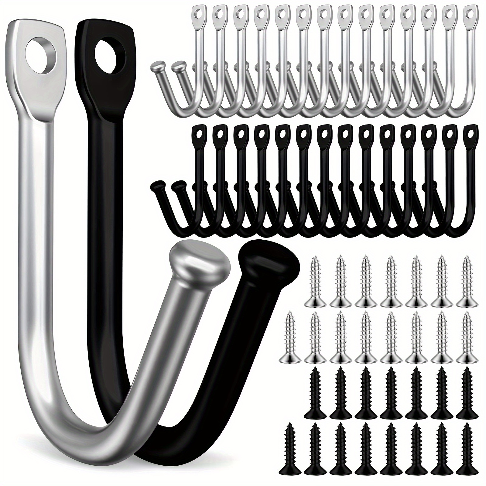 

30-pack Heavy-duty Metal Wall Hooks With Screws, Contemporary Style Hanging Hooks For Hats, Keys, Towels - Wall Mount Coat Hooks For Home And Kitchen Use