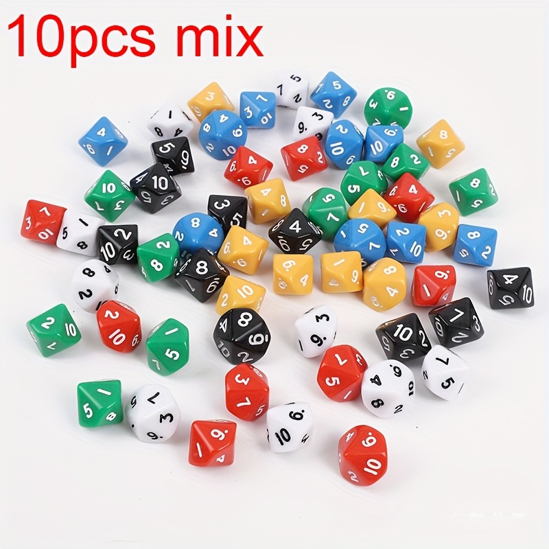 E-shop 10 Stück Acryl Mehrseitige Würfel Set - Zahlen 1 für Mathematikunterricht & Multiplayer Puzzle-Spiele