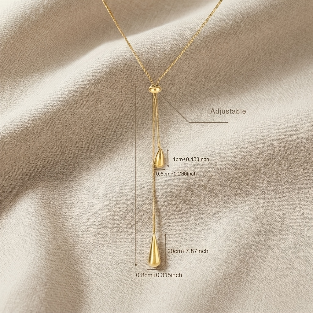 Women's French Minimalist Water Drop Tassel Necklace, Versatile Style