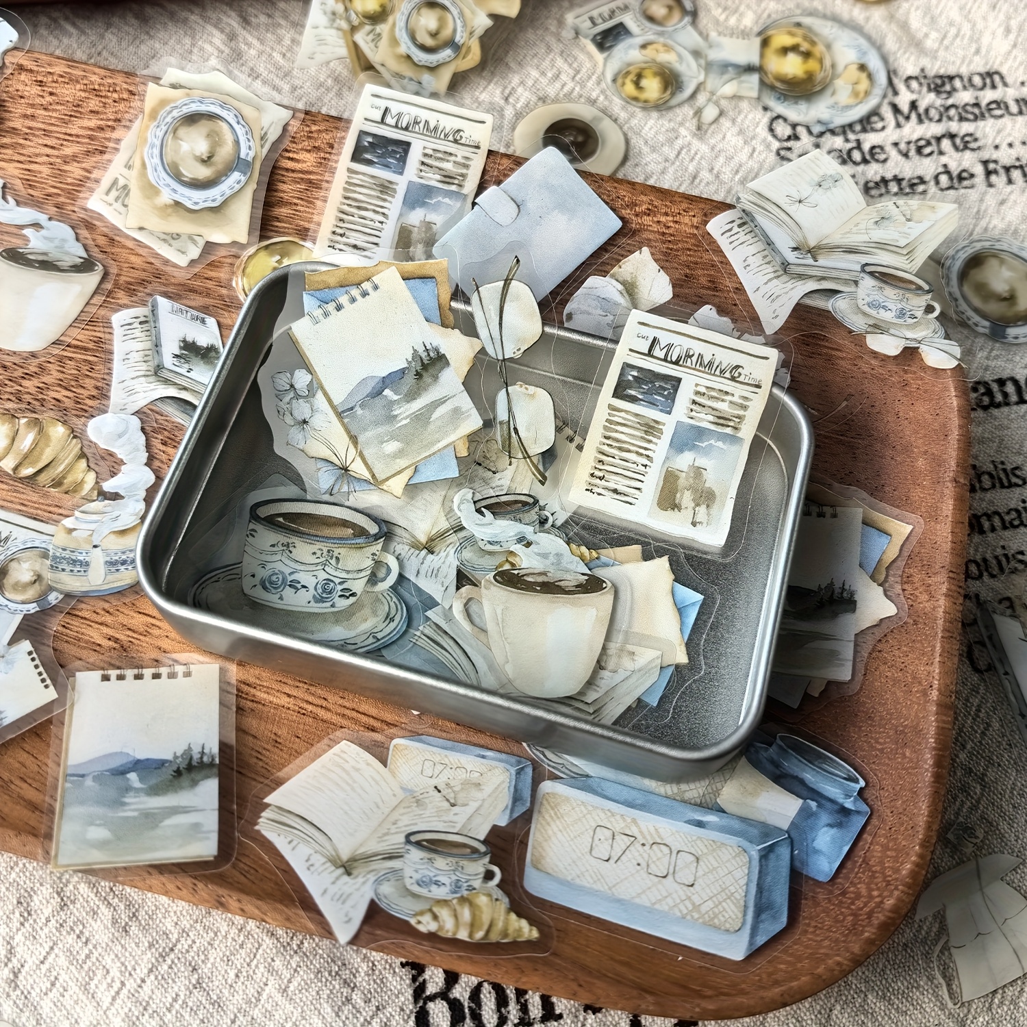 Of 100 Vintage Alarm Clock Pet Stickers For Decorating , Iron Box Stickers