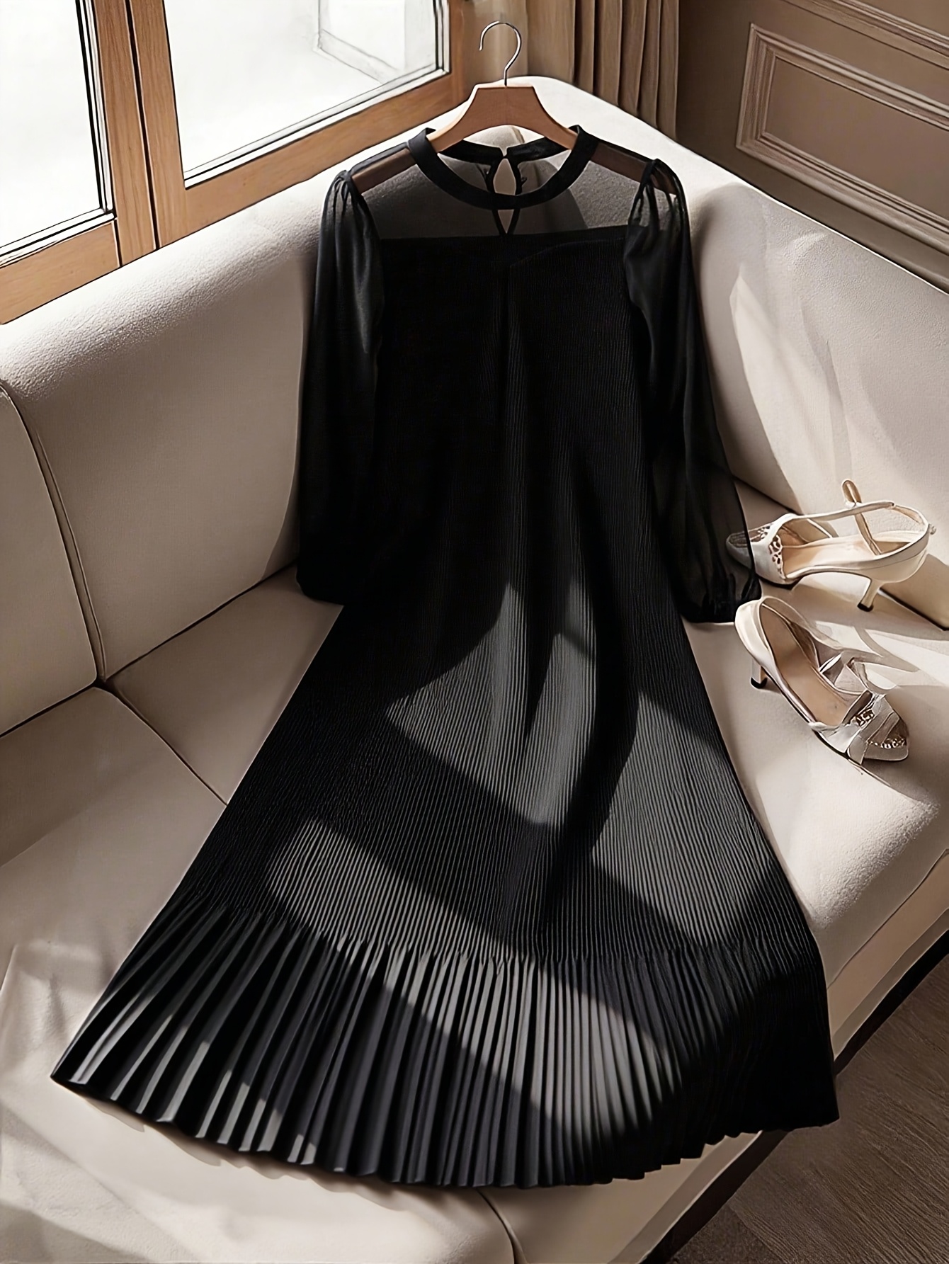 black pleated dresses sold on Temu United States