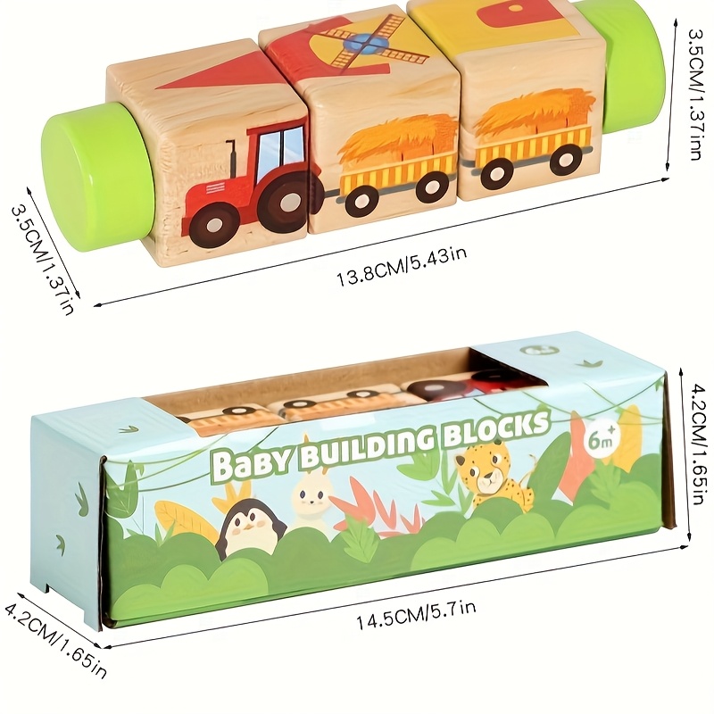 Wooden Animal Rotating Puzzle Blocks for Education