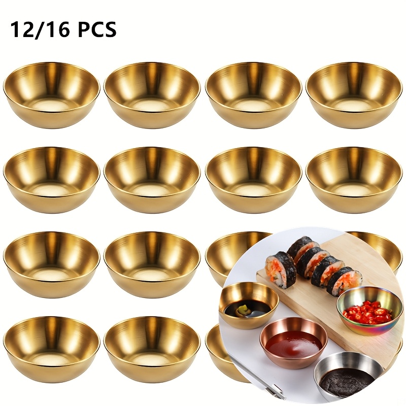 

12/16pcs Stainless Steel Mini Sauce Bowls - Dishes For Sushi, Fruit, , Soy Sauce, , Dressing, Sugar, Salt - Outdoor Picnic Fruit Platter, Home & Restaurant Use