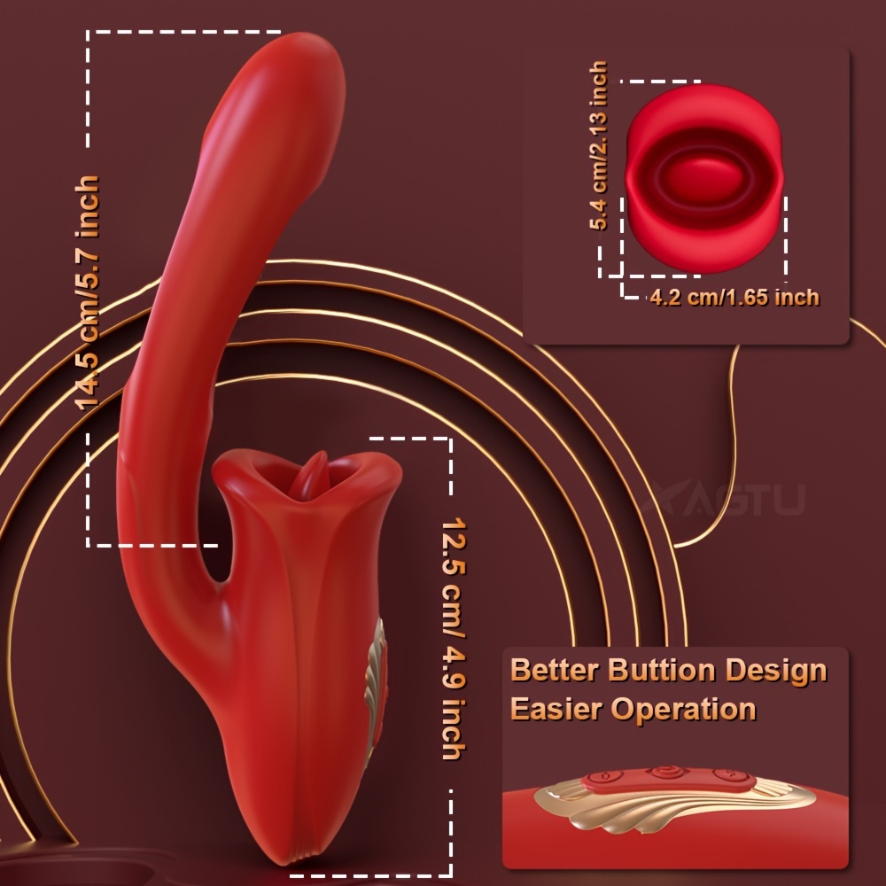 g-punkt-  für erwachsene, zungenrose-sexspielzeug-dildos mit klitorisstimulator und 10 leck- und saugmodi sowie 10 vibrationsmodi und klapplen-klitorisstimulator für   Produktdetails 2