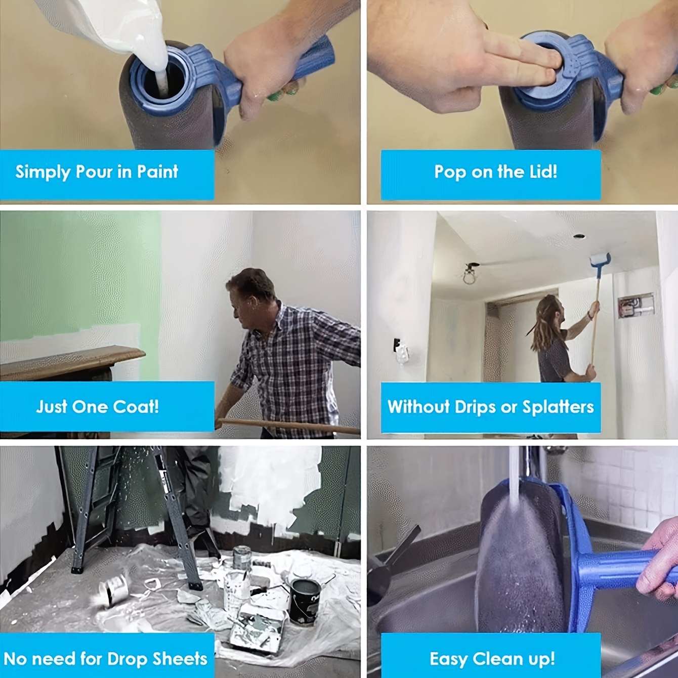 1 multi functional household paint roller self priming large roller with high density paint head large paint storage no   dipping   and   application   tool for latex paint suitable for latex and wall paint Product details 2