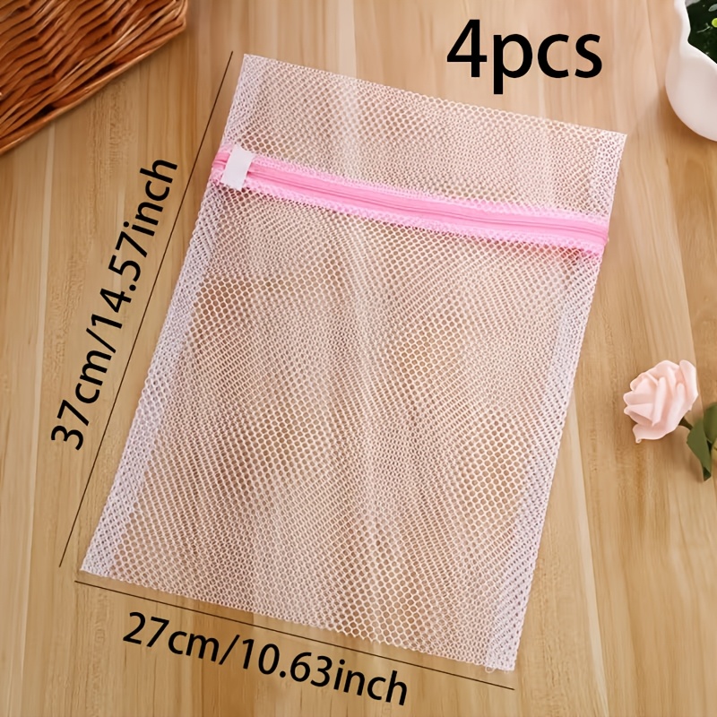 TEMU 4pcs Durable Mesh Laundry Bags With Zipper | Suitable For Delicate Clothing, Lingerie, And Garments, Laundry Bags Designed For Washing Machines