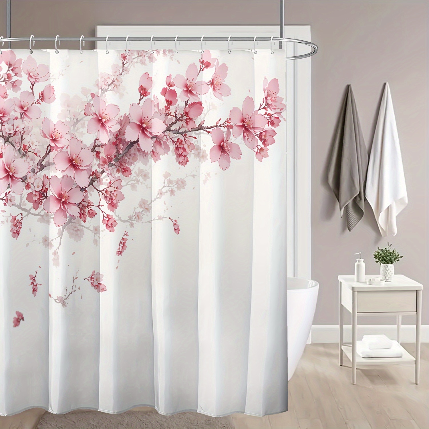 

1pc 180x180cm Shower Curtain Set, Plastic , Curtain Decor, Polyester Bath Curtain For Bathroom