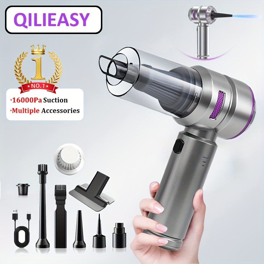 Mini handheld vacuum cleaner 16000Pa with 4-in-1 attachments