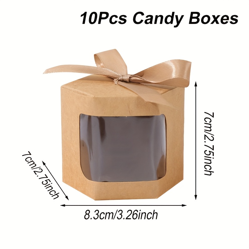 Image of 10pcs, Hexagonal Paper Boxes, Small Gift Box With Transparent Window, Box Packs, For Wedding, Birthday Party, Baby Shower Decoration, Perfect For Small Gift Packaging, Christmas, Halloween