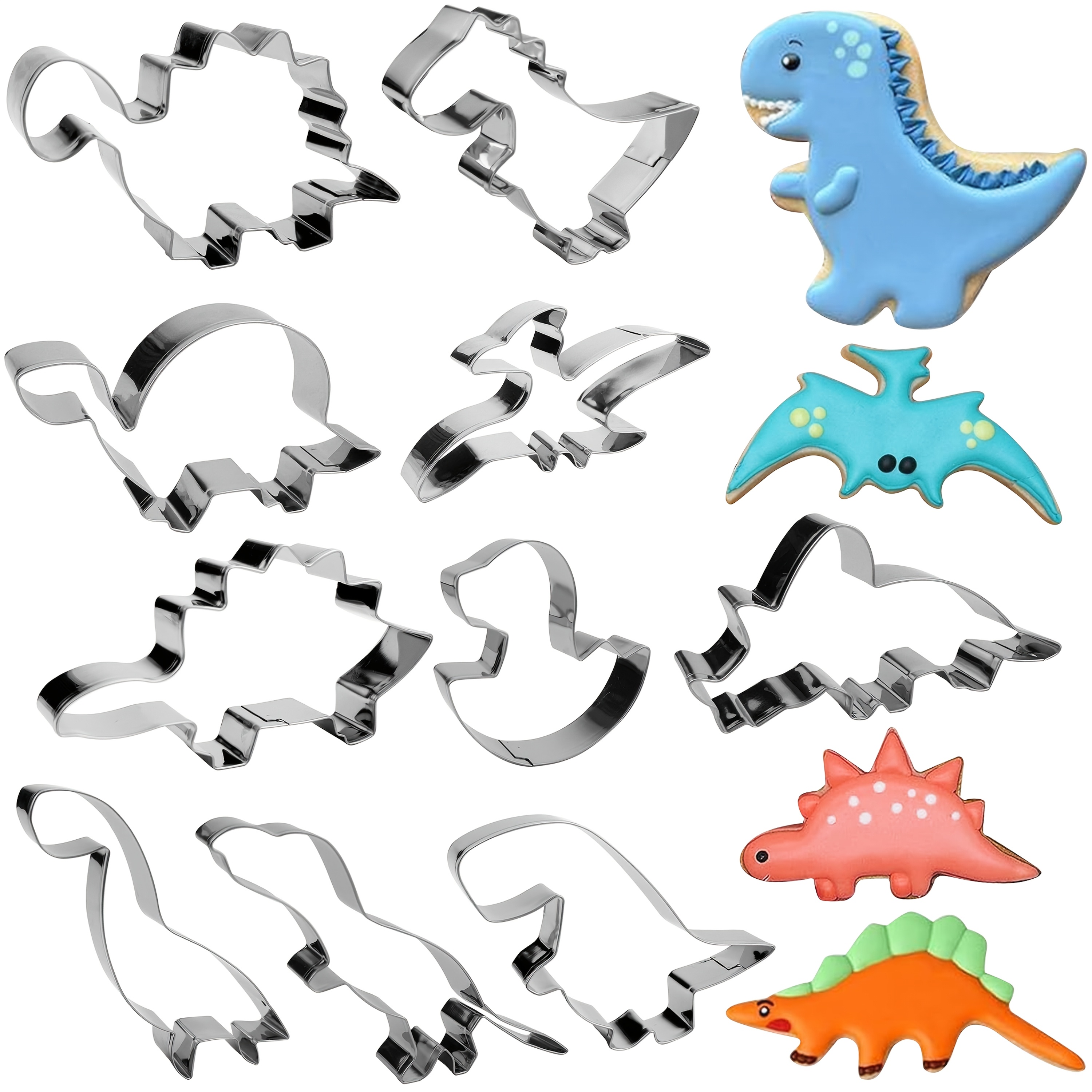 

Stainless Steel Dinosaur Cookie Cutter Set Of 10. , , Dinosaur, And Cookie Molds, Suitable For Diy Kitchen, Baking, And Decoration Of Dinosaur-themed Birthday Party Cookies And Candies