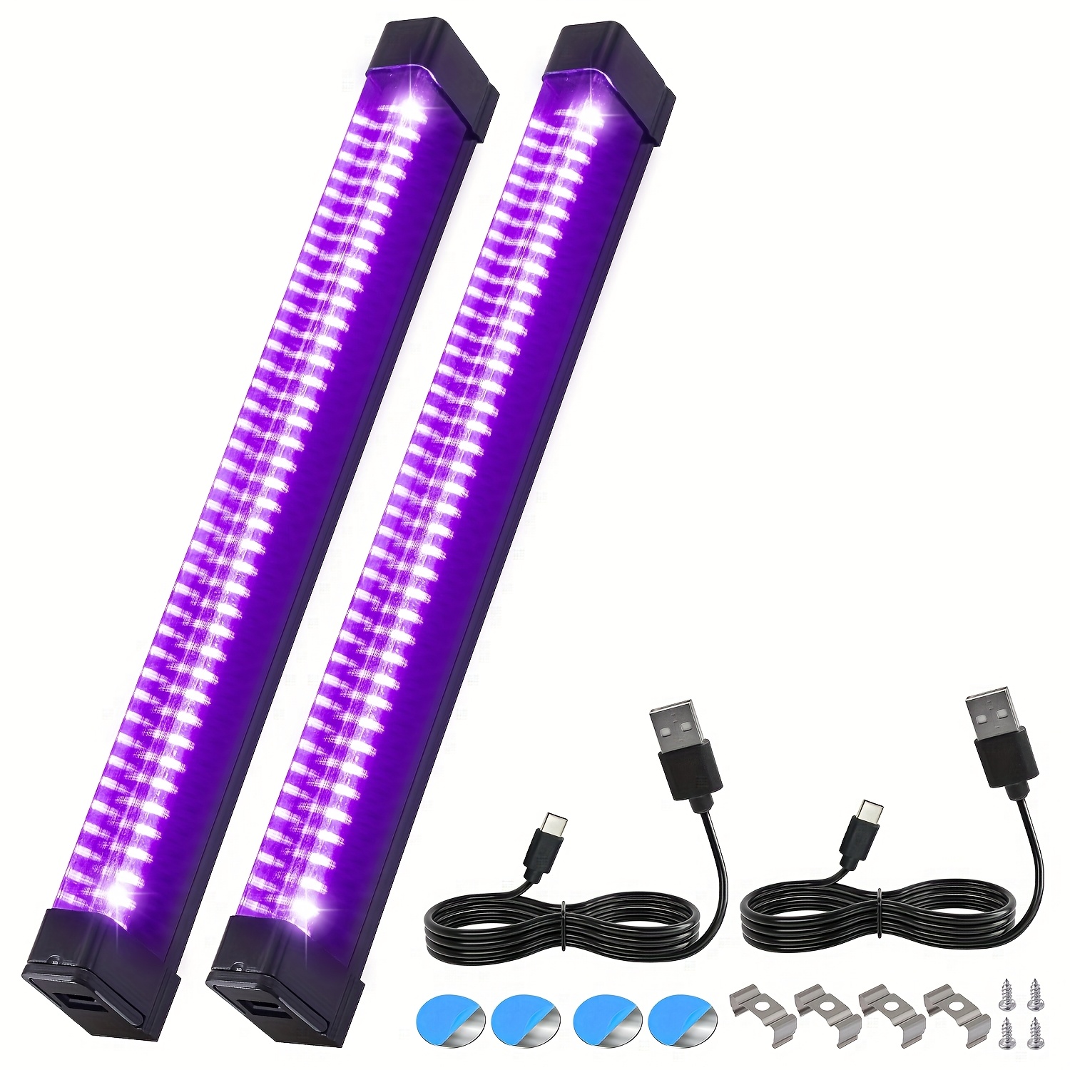 Image of 2/3/4pack Upgraded Uv Black Light Bar, 32cm/12.6inch In Length, 3 Lighting (100%/50%/flashing Mode) With 40 Uv Led Beads, Usb Plug, Suitable For Halloween/christmas/birthday Fluorescent Party