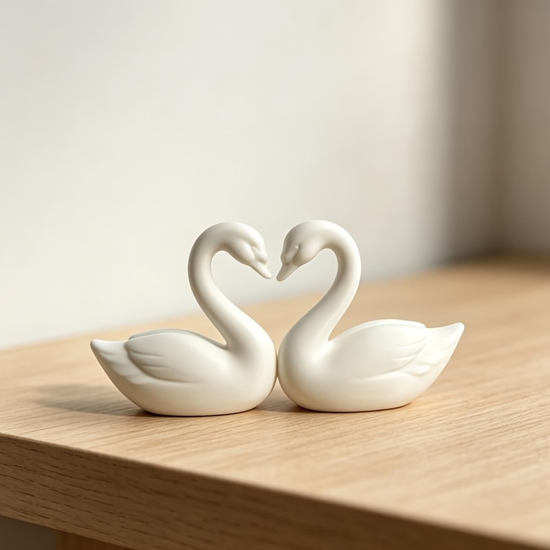 TEMU 2pcs Mini Figurine Statue - Minimalist Plastic Goose Sculpture, Neutral / Decor Suitable For Desk, Shelf, Christmas Decoration, Cozy Animal