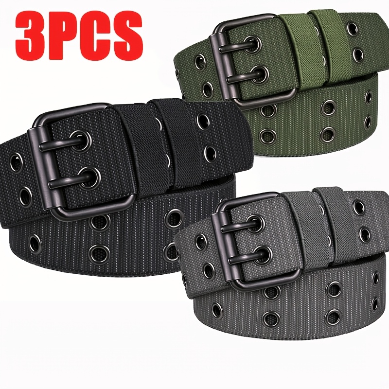TEMU Lot de 3 ceintures pour homme en tissu nylon respirant, ceinture de sport air, ceinture à boucle à , ceinture pour jean, convient pour pantalons