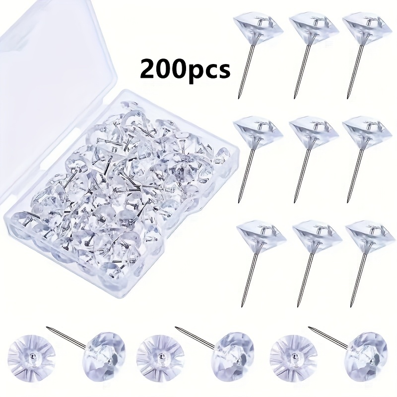 TEMU 100/200pcs Transparent Push Pins For Whiteboard, Decorative Thumb Tacks For Wall Hanging, Push Pins For Bulletin Board