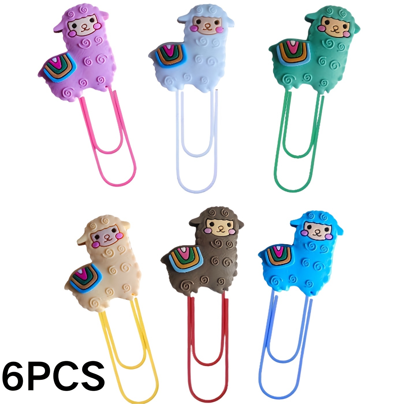 6pcs Cute Alpaca-shaped Paper Clips - Colorful Bookmark & Page Marker Suitable For School, Office, Book Binding - Desk Accessories, Teacher Gifts, Alpaca Clip For Books, Files, Papers (clip)