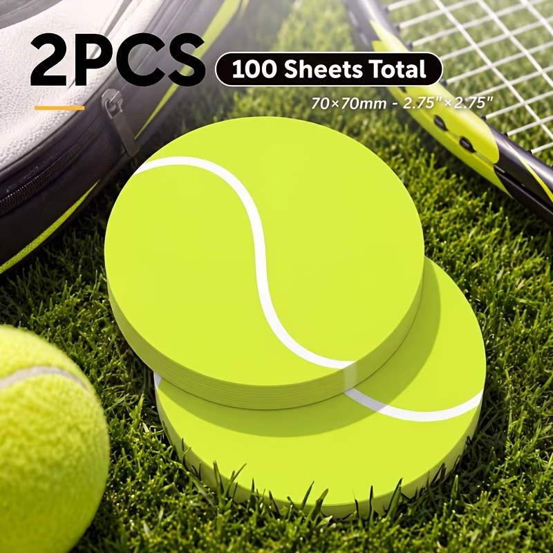 TEMU 2pz Note Adesive a Tema Tennis, Adatte per Ufficio, Scuola e Journaling - 100 Adesivi Promemoria Rotondi Autoadesivi Rimovibili, Regalo per