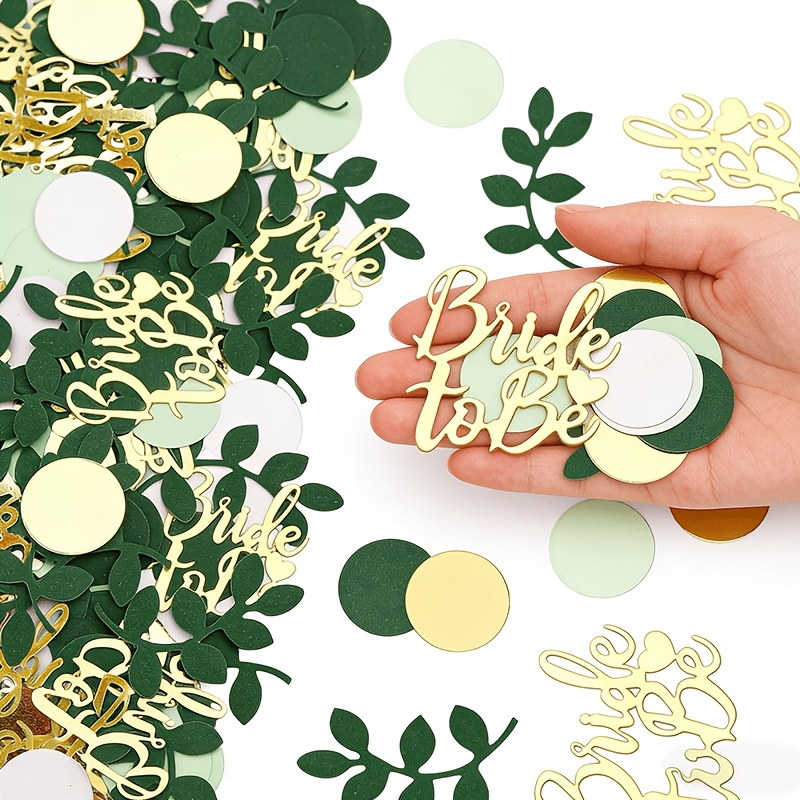 E-shop 100 Stück Grün und Gold Glitzer Hochzeitstisch Konfetti, Brautparty Dekorationen, Braut Konfetti, Braut, Verlobungsfeier Tischdeko
