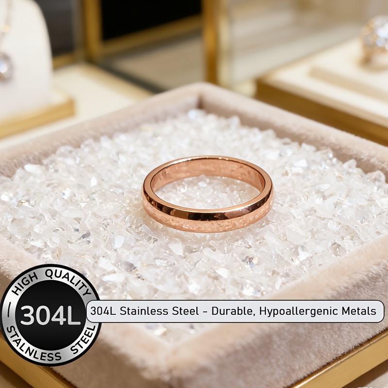 Elegant Rose Golden Stainless Steel Ring for Women