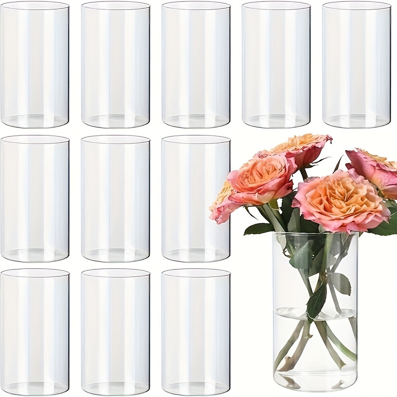 

6/12pcs, Clear Cylindrical Vase, Acrylic Clear Vase For Decorative Center, Clear Vase For Wedding Decoration And Indoor Home Decoration, 5.91inch Tall Acrylic Vas
