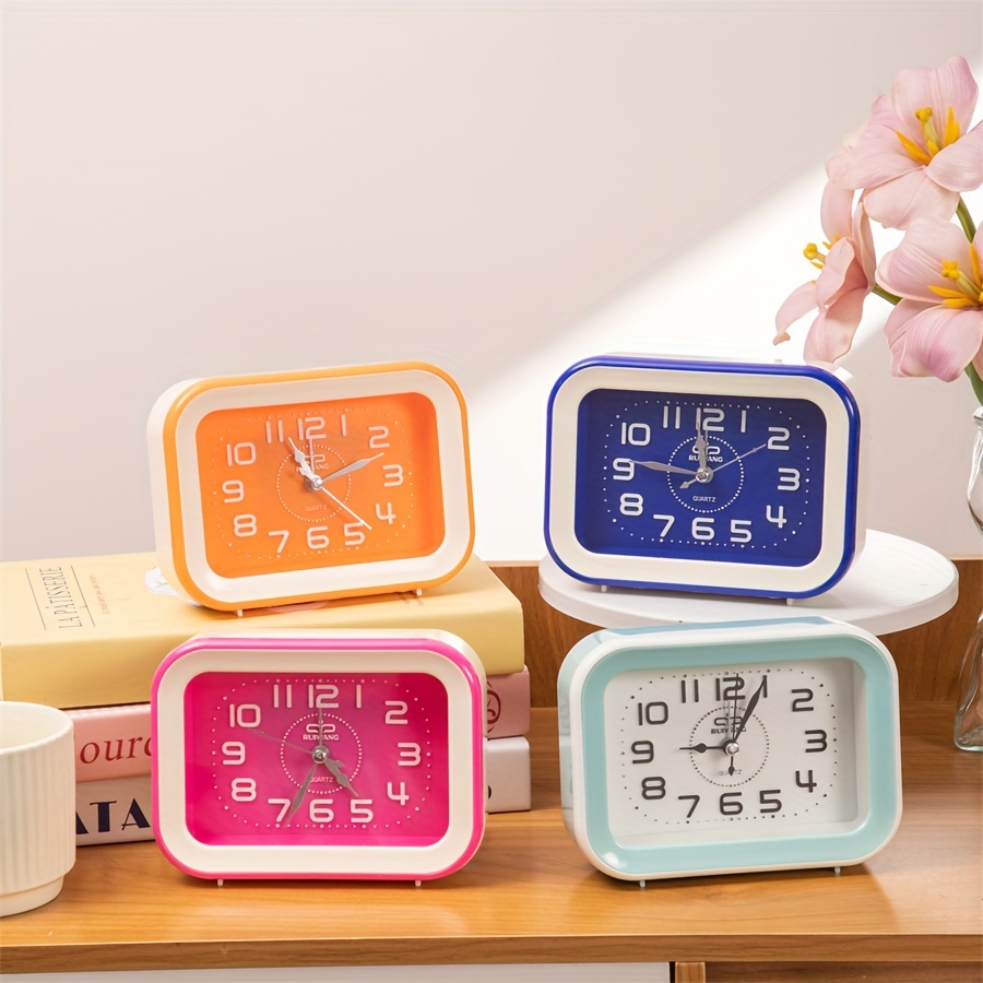 

Vibrant Candy-colored Rectangular Alarm Clock With Large, Display - Classic Bedside & Desk Accessory, Battery Operated (aa), Home Decor