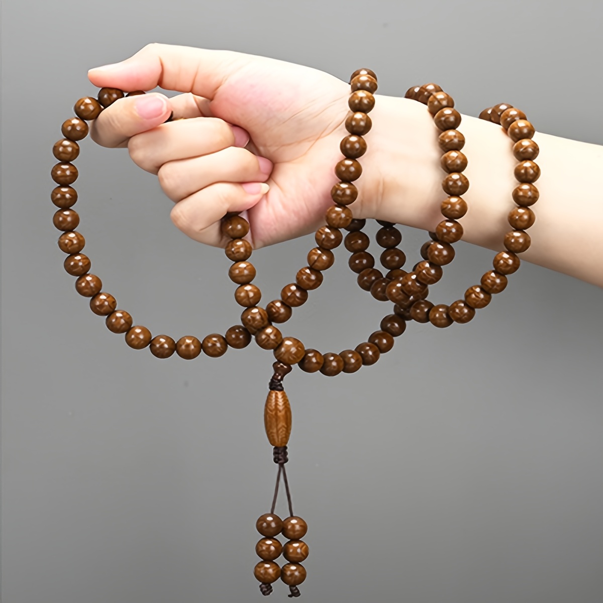 

1pc -way Wood Bead Rosary, Elegant Natural Wooden Beads With Fragrance, Unisex Or Gift, Compatible