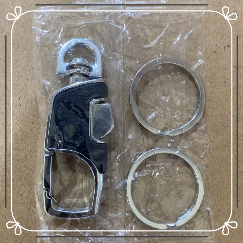 TEMU 1 Alloy Car Keychain, One-button Opening, Durable Iron Chain - Suitable For All Cars, Modern And Stylish Design, Ring, Smooth Metallic Texture,