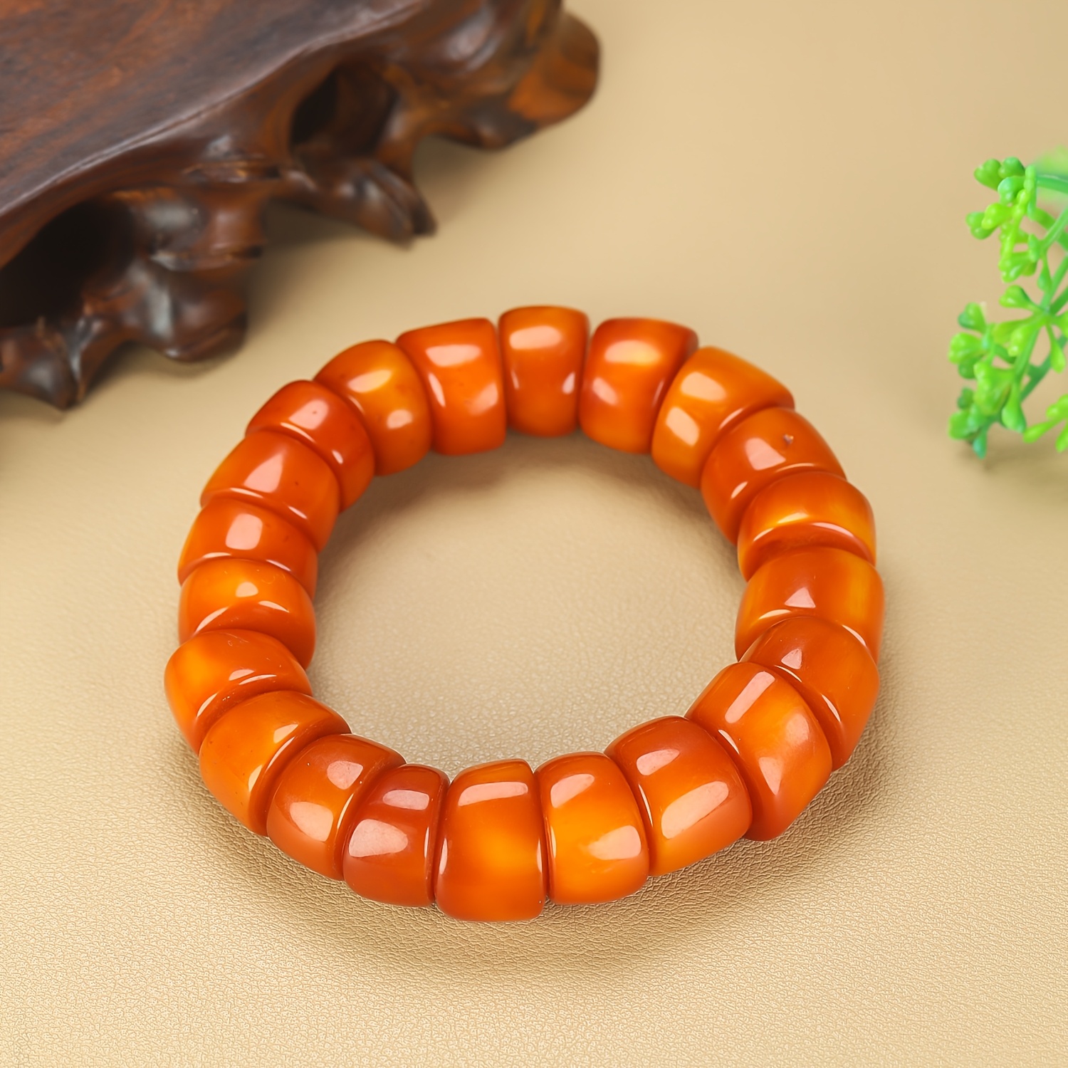 Unisex Natural Amber Bracelet, Rich Colors & Warm Texture