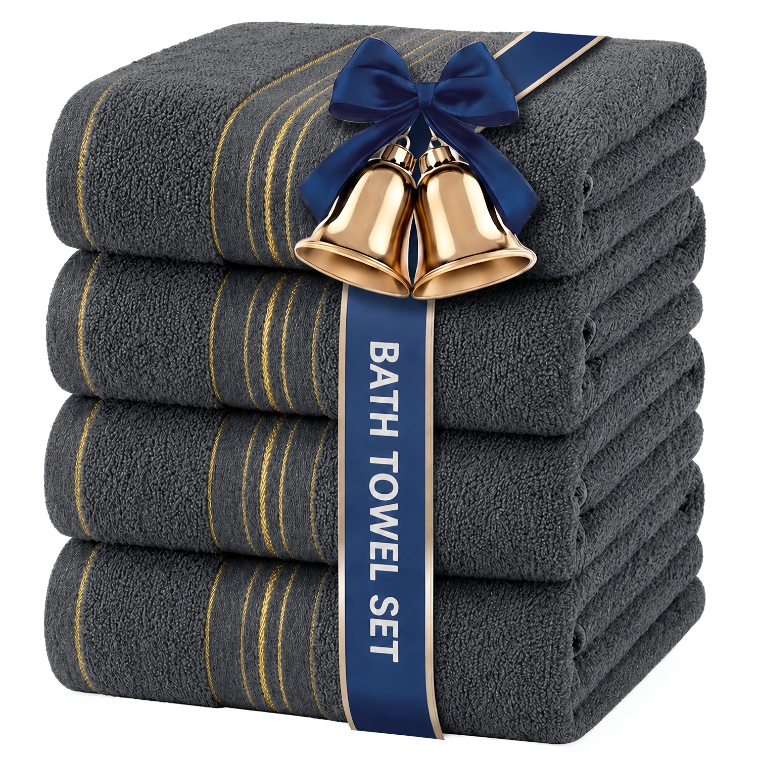 TEMU 4pcs Cotton Bath Towel Set - Super Absorbent Towels, Cotton Bath Towels, Set Of 4 Bath Towels Quick Drying, Suitable For Hotels, Bathrooms Spa,