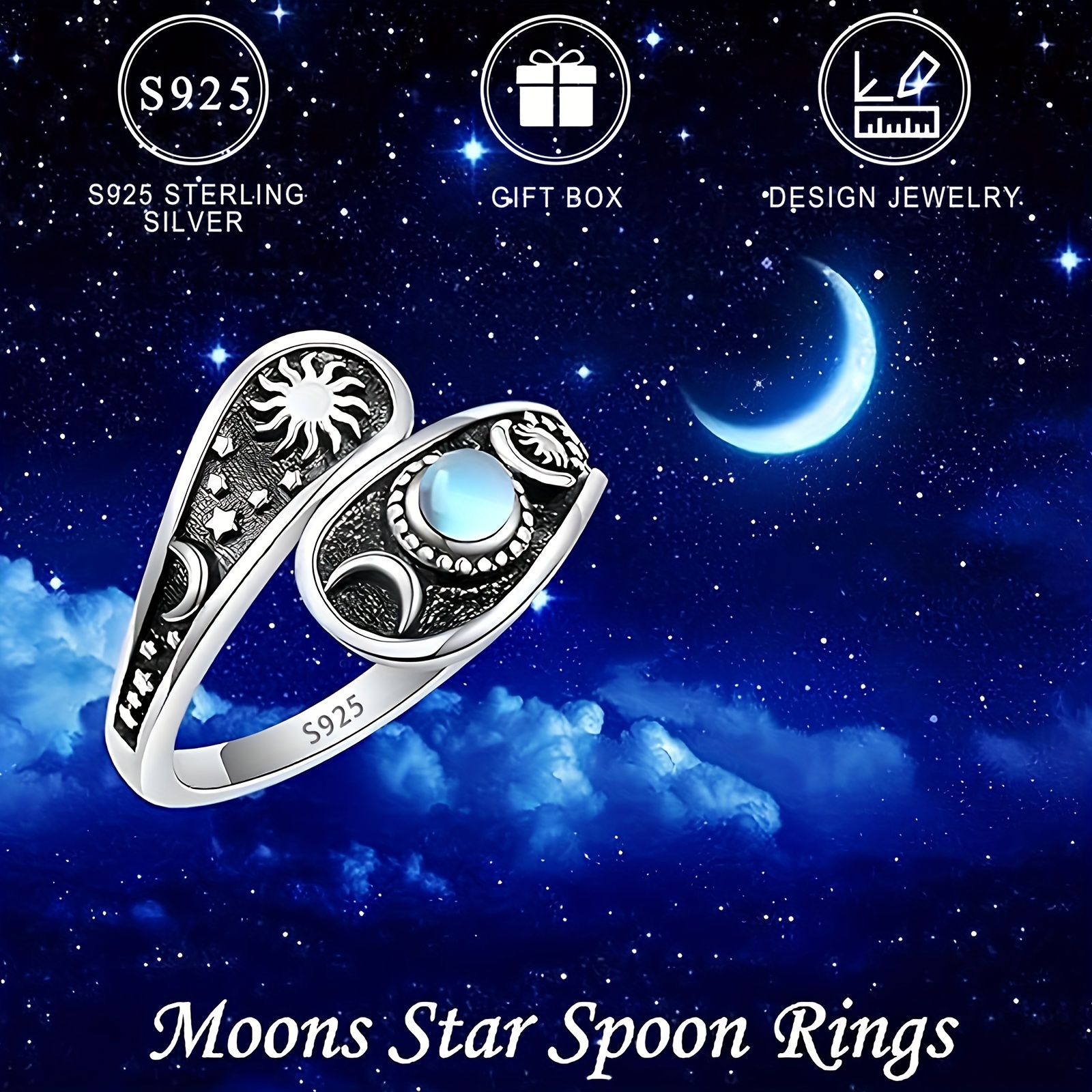 

3.5g S925 Pure Silvery Spoon Ring Low Allergy Nickel Free Women's Jewelry Daily Party Holiday Gift Gift Box