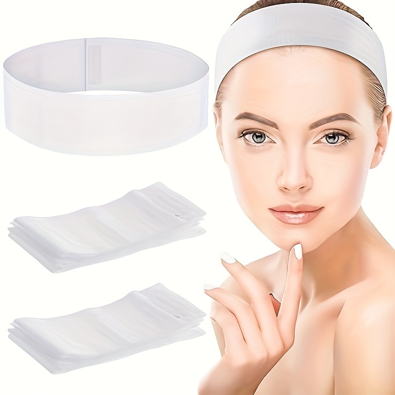 

200 Pieces Disposable Spa Facial Headbands Stretch Non Woven Facial Headband Skin Hair Band With Convenient Closure For Women Salons, White