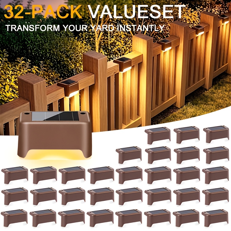 TEMU 64/32pcs Solar Powered Led Deck Lights, Garden Decor For Outside, Patio Deck Lights Outdoor, Auto , 12 Hours Continuous Lighting For Outdoor
