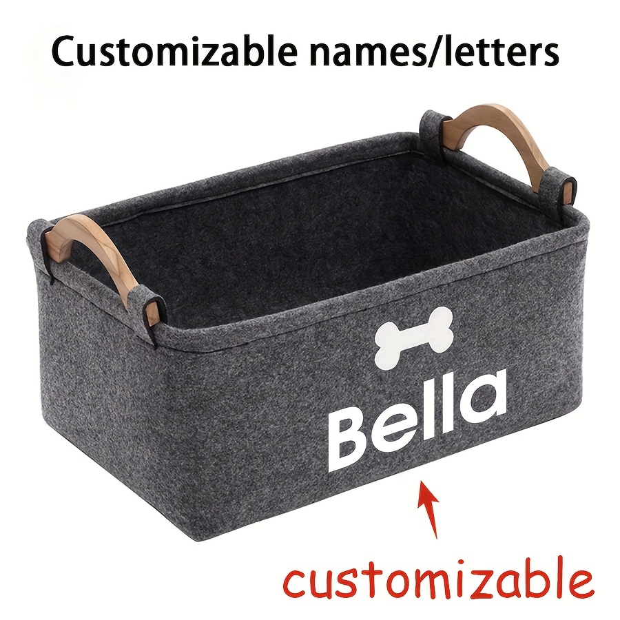 TEMU [customized] Customized Pet Toy Storage Basket Foldable Multi-functional Organizer Box Personalized Dog Toys And Clothes Storage Box With