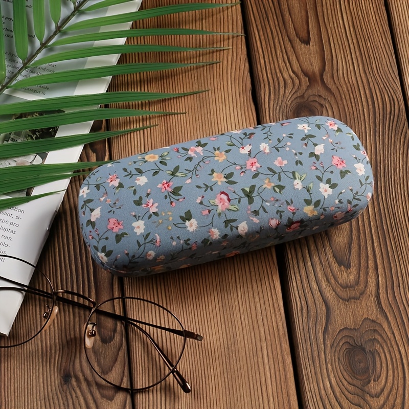 TEMU Étui à lunettes vintage floral E88, étui de rangement en tissu -pression pour femmes