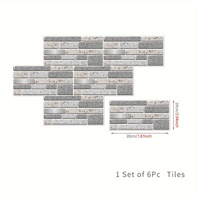 Image of 6pcs Bathroom Bedroom Room Renovation Stripping And Pasting Waterproof, Scratch-proof, Oil-proof, Cutter-free Wall With Vinyl Stickers
