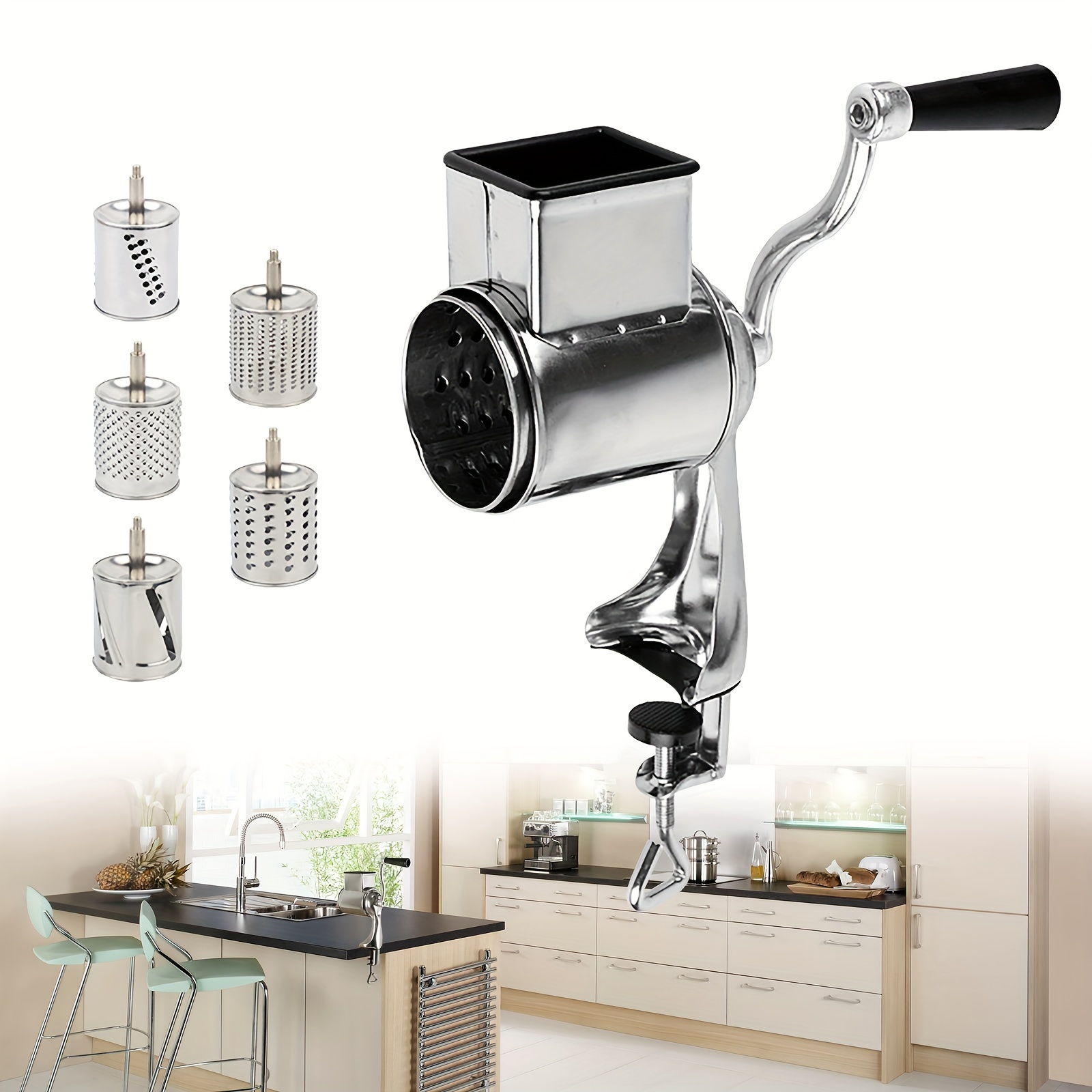 TEMU Rotary Coconut Shredder Käsezerreiser Manueller Gemüseschneider Edelstahl