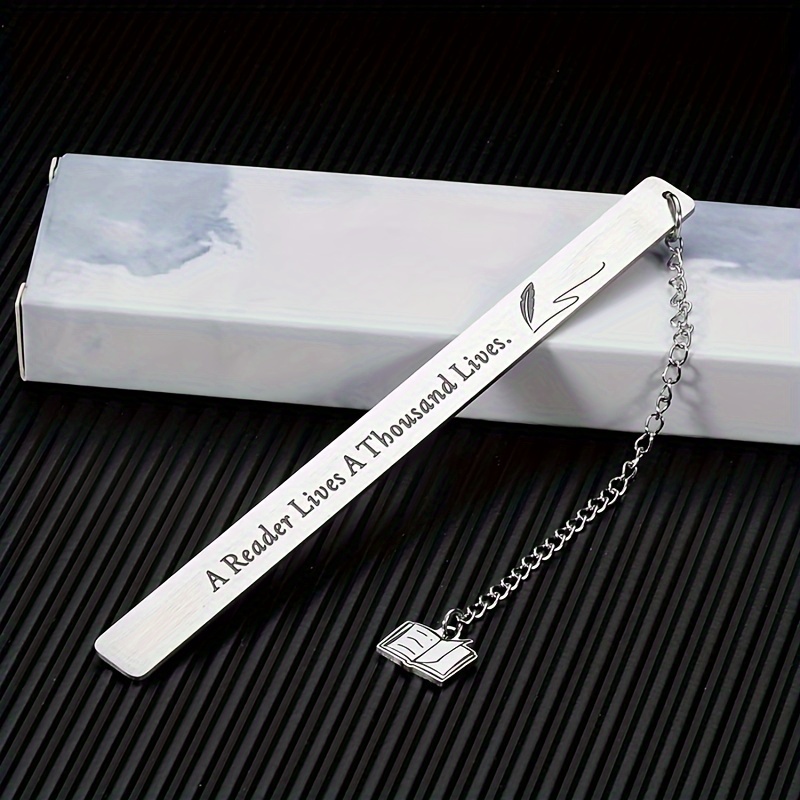 

1pc Stainless Steel Bookmark With Leaf Design - "a And 1 Times Lives" Engraved, Ideal For Teens - Perfect Back To School, Birthday, Graduation, Christmas Gift