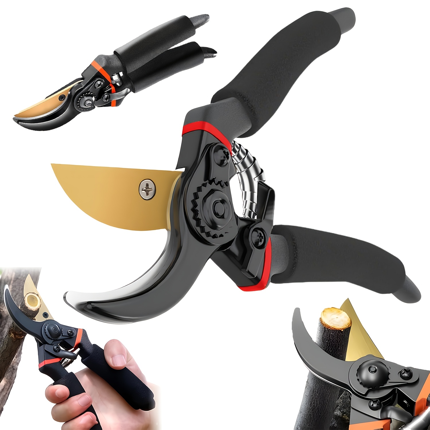 Image of 2pcs Sk5 Steel Garden Shears, Long, 10cm Blade, 10cm Pruning Diameter, Suitable For Branches, Twigs, And Gardening Work, Ideal For Pruning Fruit Trees, Hedges, And Shrubs