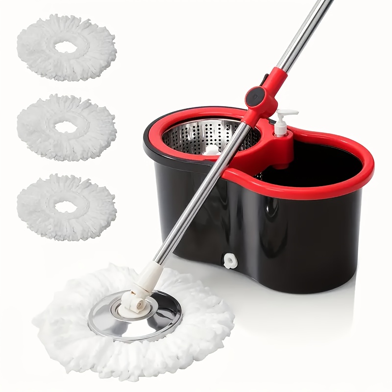 TEMU Spin Mop Set With 3 Replacement Microfiber Pads, Use For Home, Kitchen, Bedroom, Office Floor Cleaning